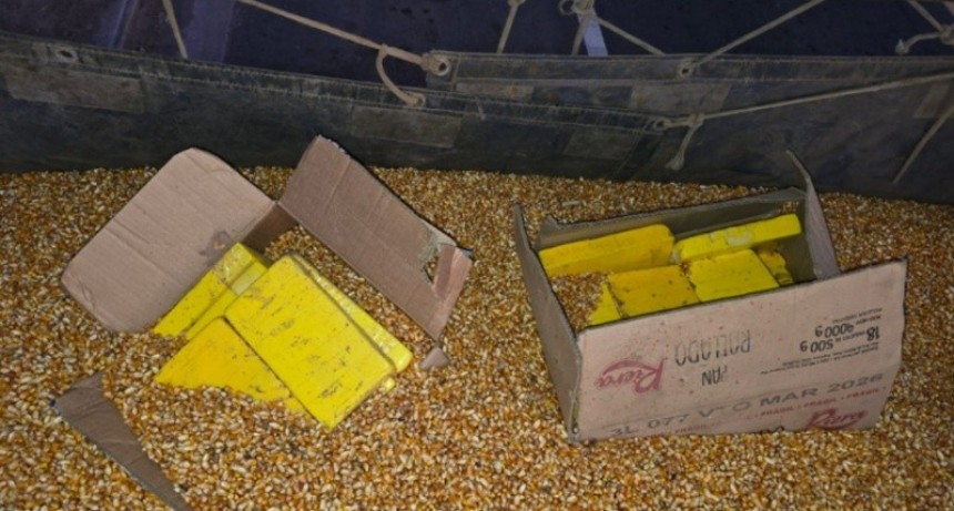 Detuvieron a un camionero con 44 kilos de cocaína ocultos en un cargamento de maíz