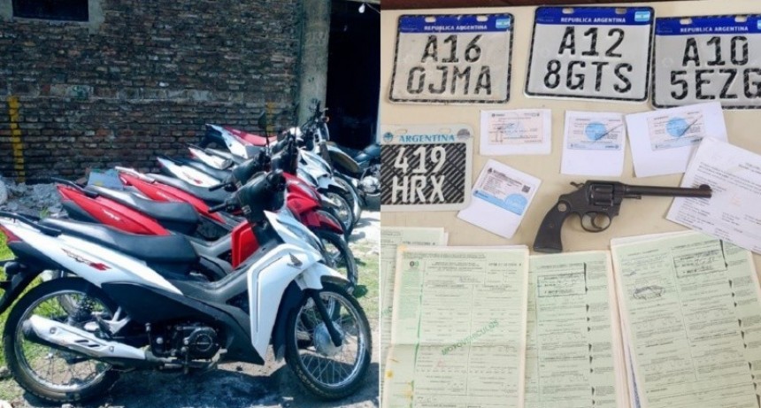 Aprehendidos con siete motos robadas y un revólver oculto en un microondas